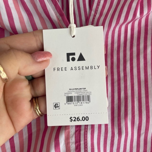 NWT Free Assembly 100% cotton long sleeve V-Neck peasant blouse 👚 - Picture 4 of 8